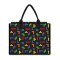 Colorful Block Puzzle Game Pattern Print Canvas Tote Bag
