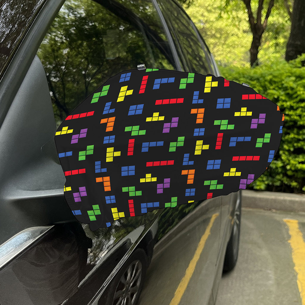 Colorful Block Puzzle Game Pattern Print Car Side Mirror Covers