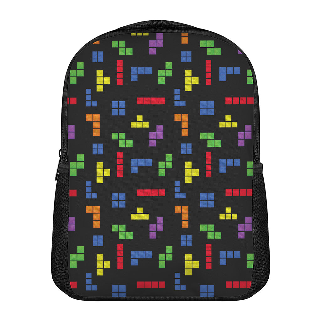 Colorful Block Puzzle Game Pattern Print Casual Backpack