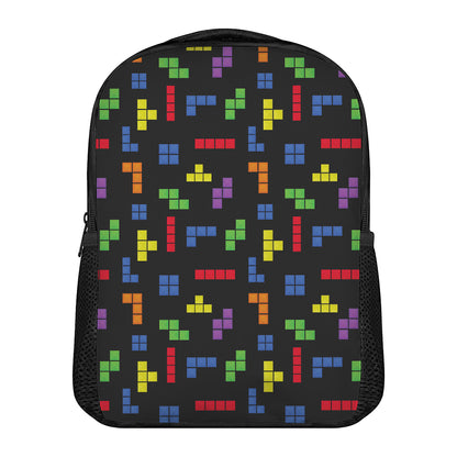 Colorful Block Puzzle Game Pattern Print Casual Backpack