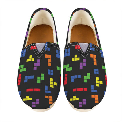 Colorful Block Puzzle Game Pattern Print Casual Shoes