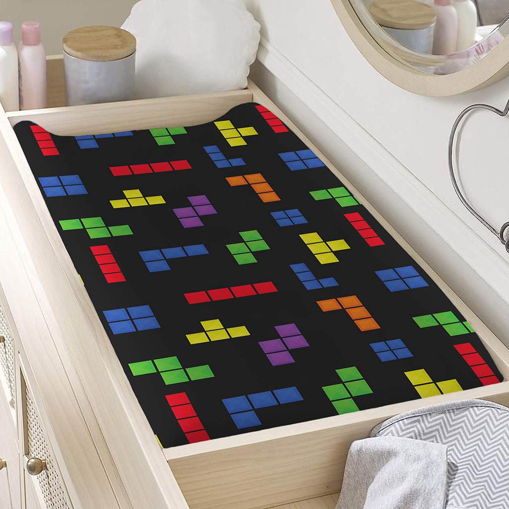 Colorful Block Puzzle Game Pattern Print Changing Pad Cover