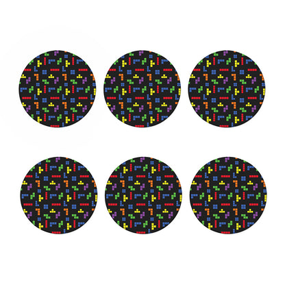 Colorful Block Puzzle Game Pattern Print Coaster Set