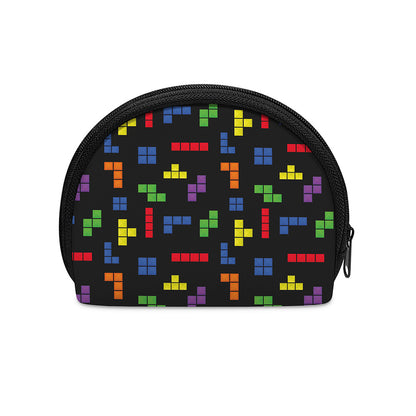 Colorful Block Puzzle Game Pattern Print Coin Purse