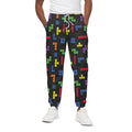 Colorful Block Puzzle Game Pattern Print Cotton Sweatpants