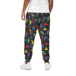 Colorful Block Puzzle Game Pattern Print Cotton Pants