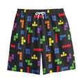 Colorful Block Puzzle Game Pattern Print Cotton Shorts