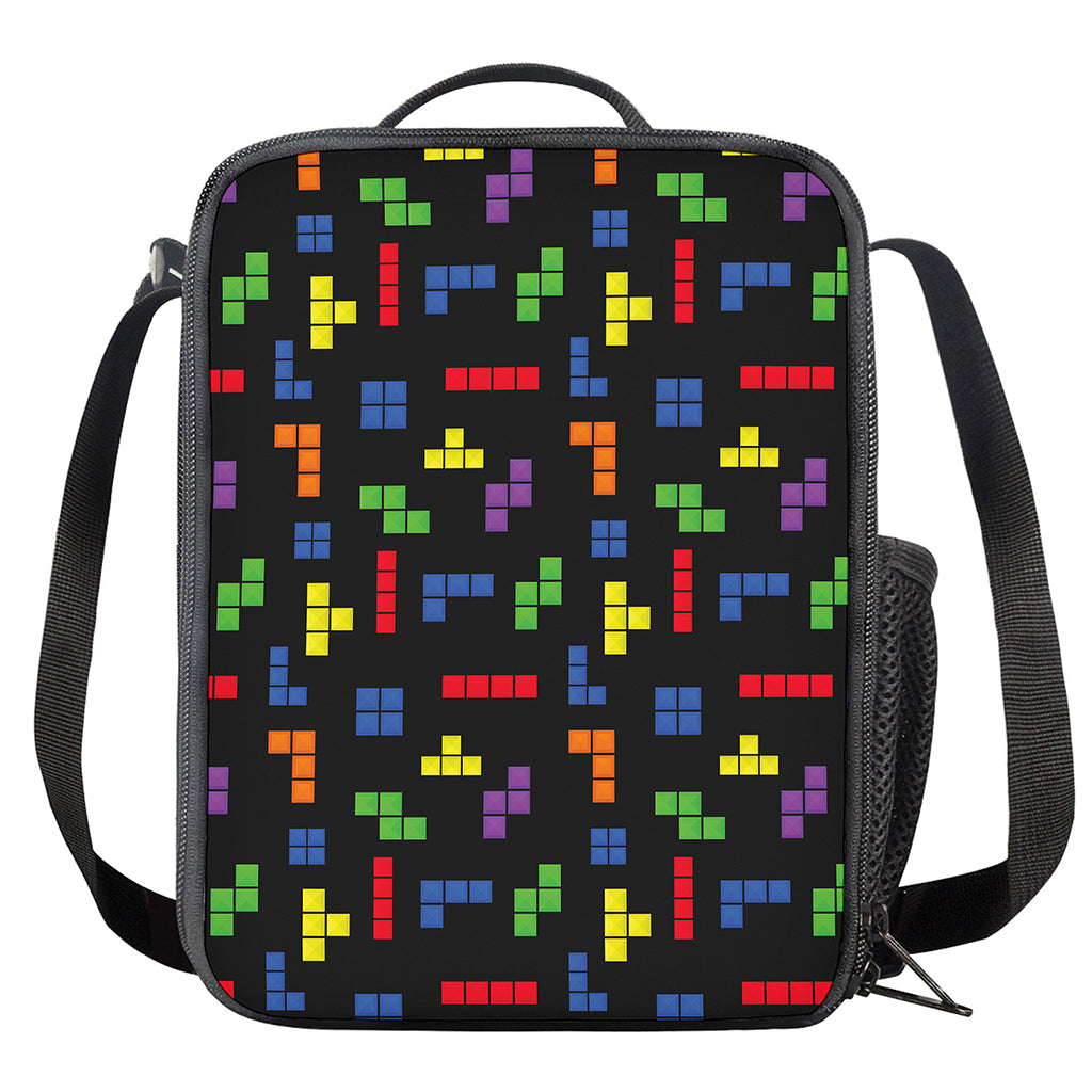 Colorful Block Puzzle Game Pattern Print Crossbody Lunch Bag