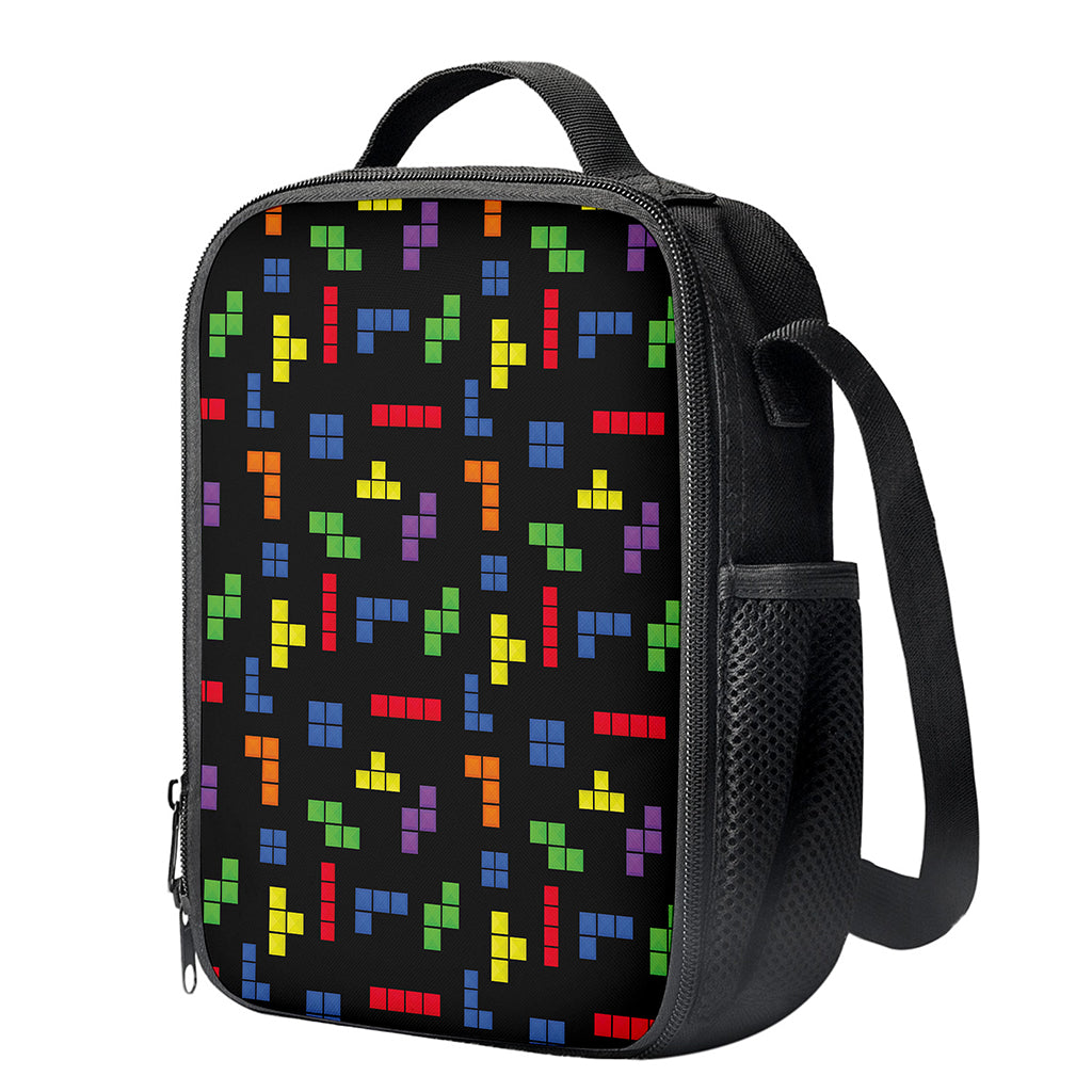 Colorful Block Puzzle Game Pattern Print Crossbody Lunch Bag