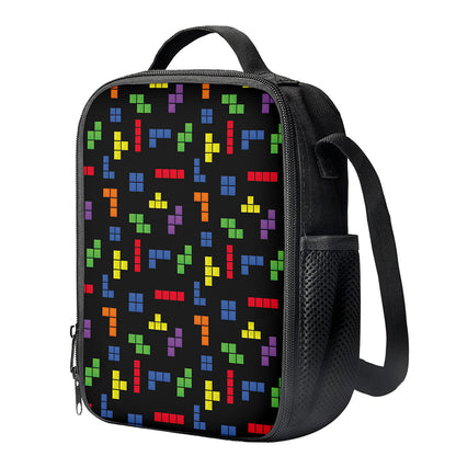 Colorful Block Puzzle Game Pattern Print Crossbody Lunch Bag