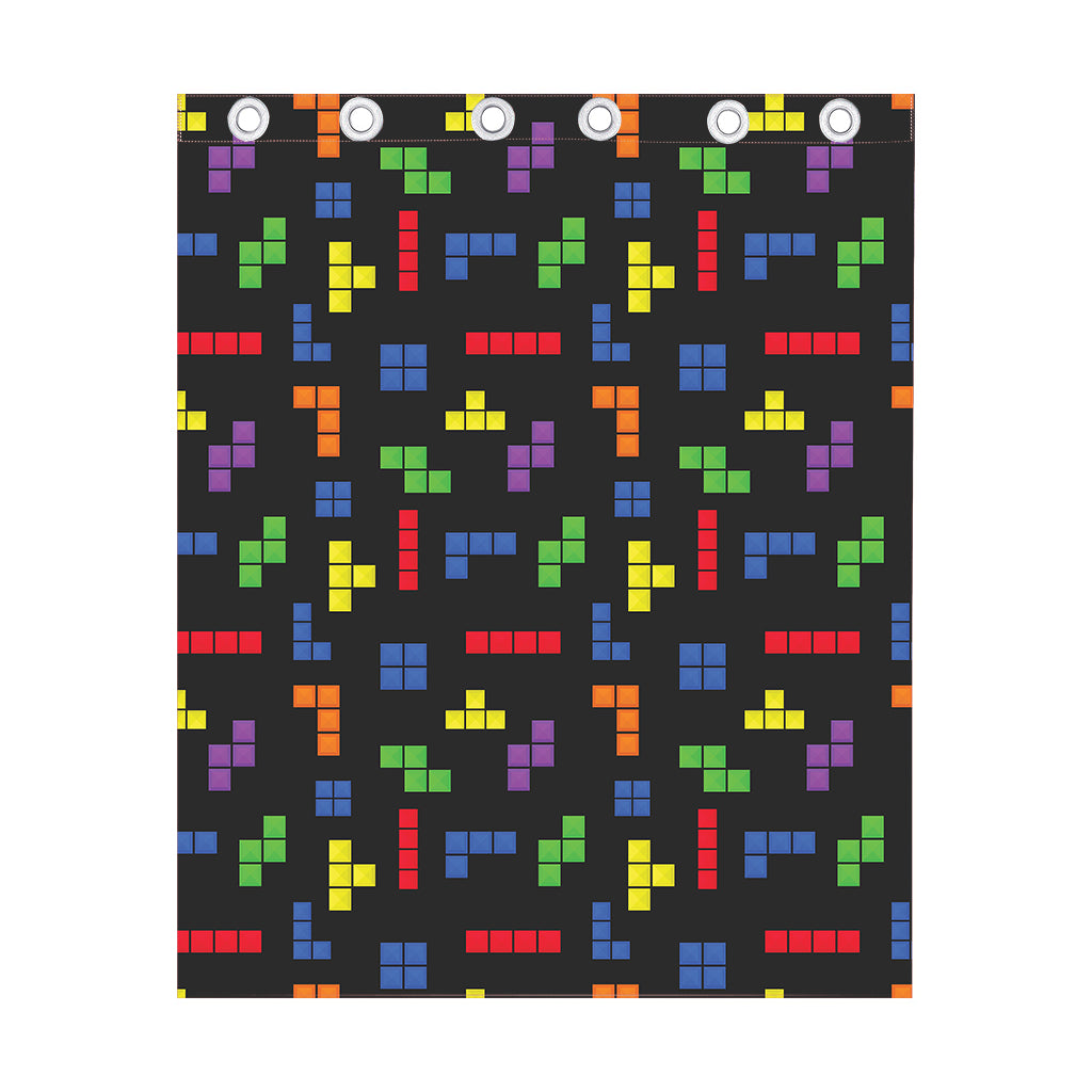 Colorful Block Puzzle Game Pattern Print Curtain