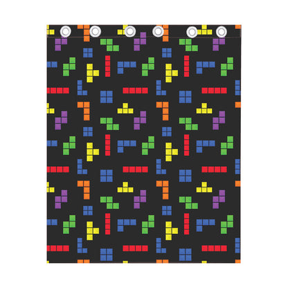 Colorful Block Puzzle Game Pattern Print Curtain