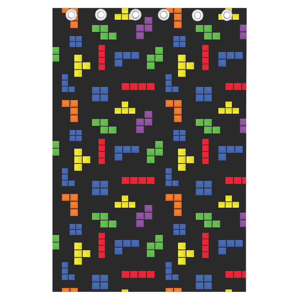Colorful Block Puzzle Game Pattern Print Curtain