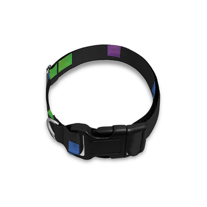 Colorful Block Puzzle Game Pattern Print Dog Collar