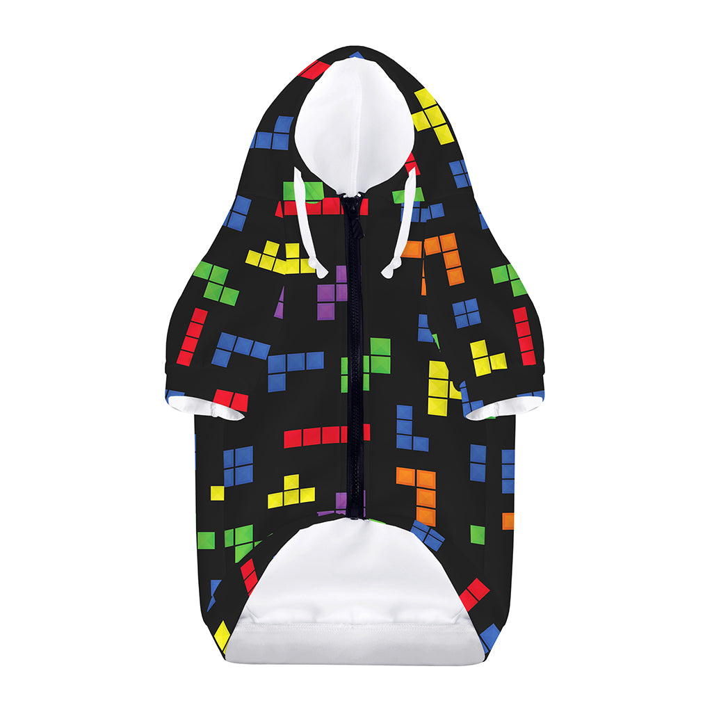 Colorful Block Puzzle Game Pattern Print Dog Zip Up Hoodie