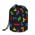 Colorful Block Puzzle Game Pattern Print Drawstring Makeup Bag
