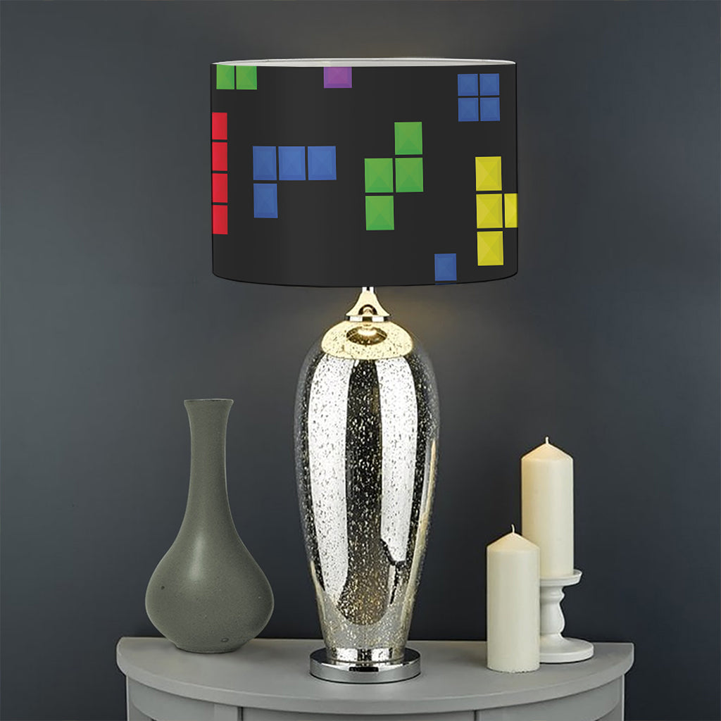 Colorful Block Puzzle Game Pattern Print Drum Lamp Shade