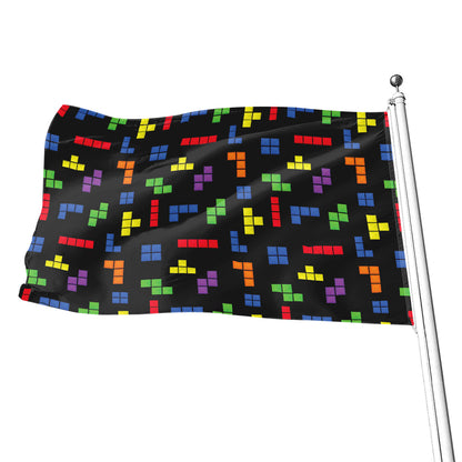 Colorful Block Puzzle Game Pattern Print Flag