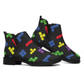 Colorful Block Puzzle Game Pattern Print Flat Ankle Boots