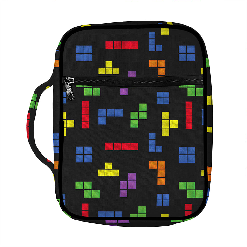 Colorful Block Puzzle Game Pattern Print Front Pocket Bible Bag