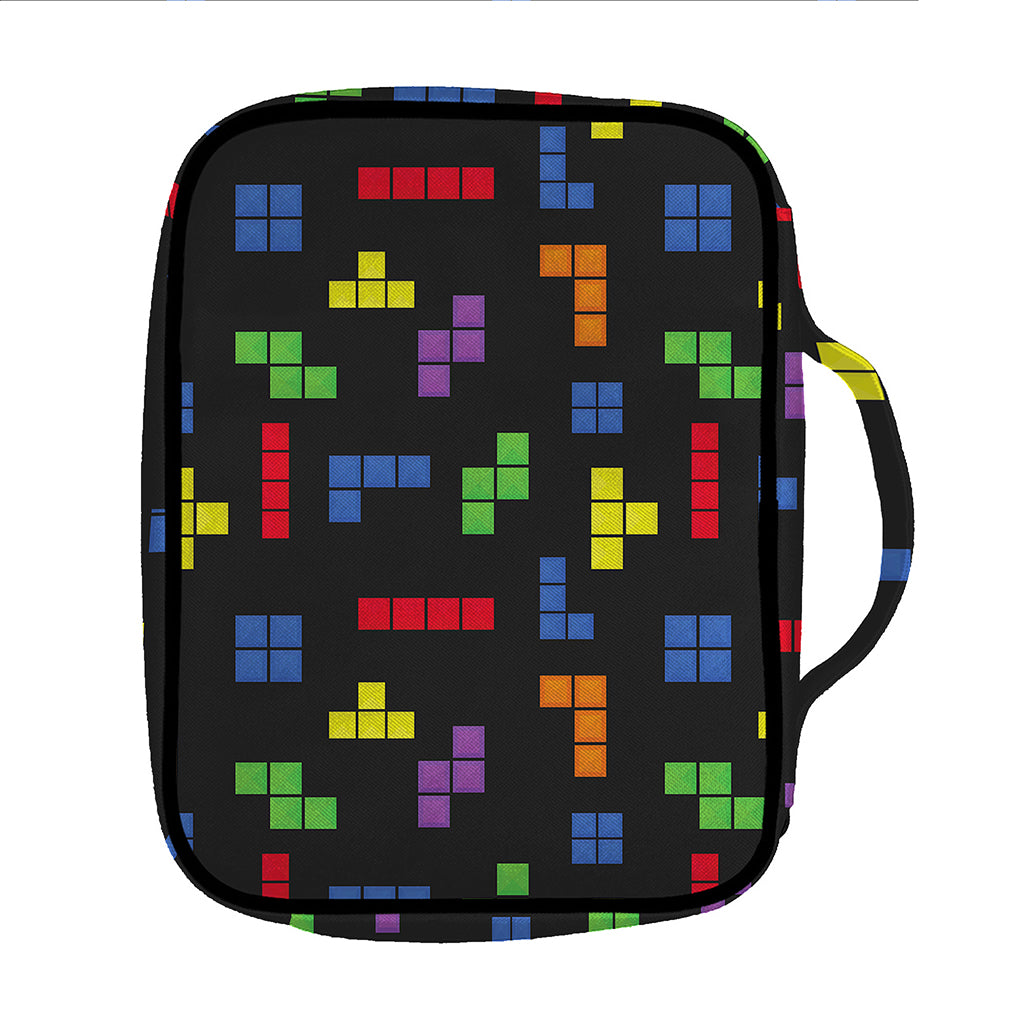 Colorful Block Puzzle Game Pattern Print Front Pocket Bible Bag
