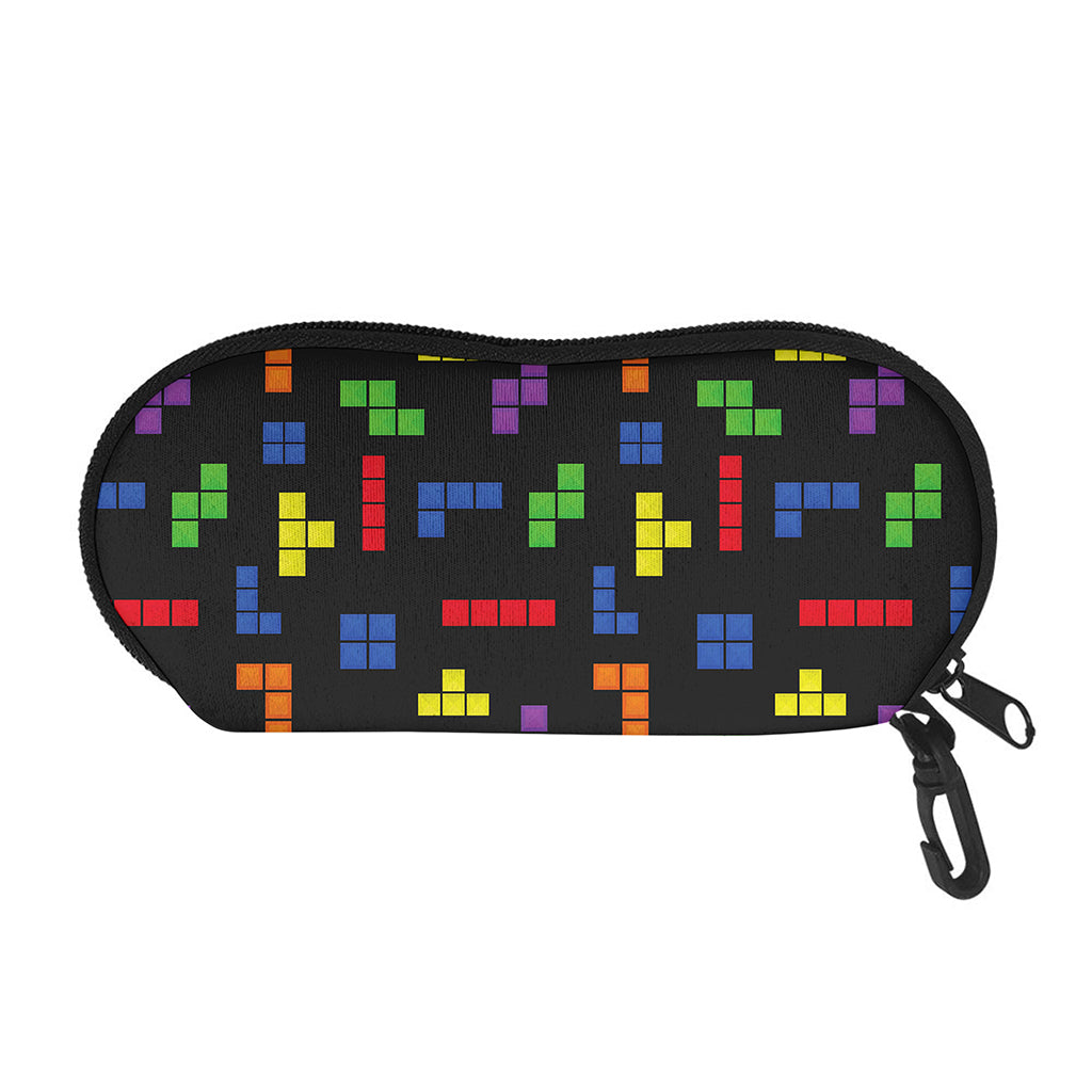 Colorful Block Puzzle Game Pattern Print Glasses Case