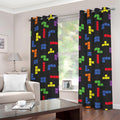 Colorful Block Puzzle Game Pattern Print Grommet Curtains