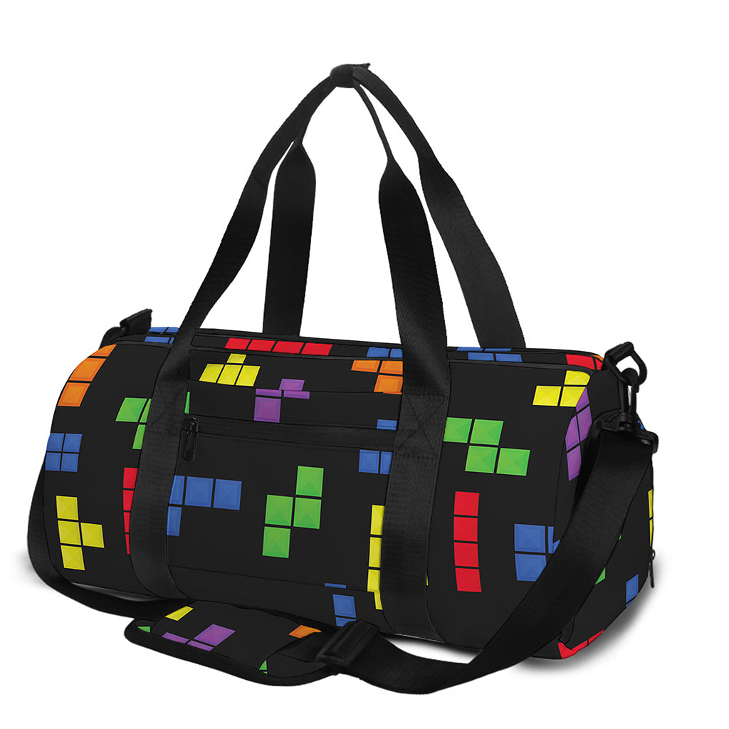 Colorful Block Puzzle Game Pattern Print Gym Bag