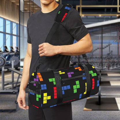 Colorful Block Puzzle Game Pattern Print Gym Bag