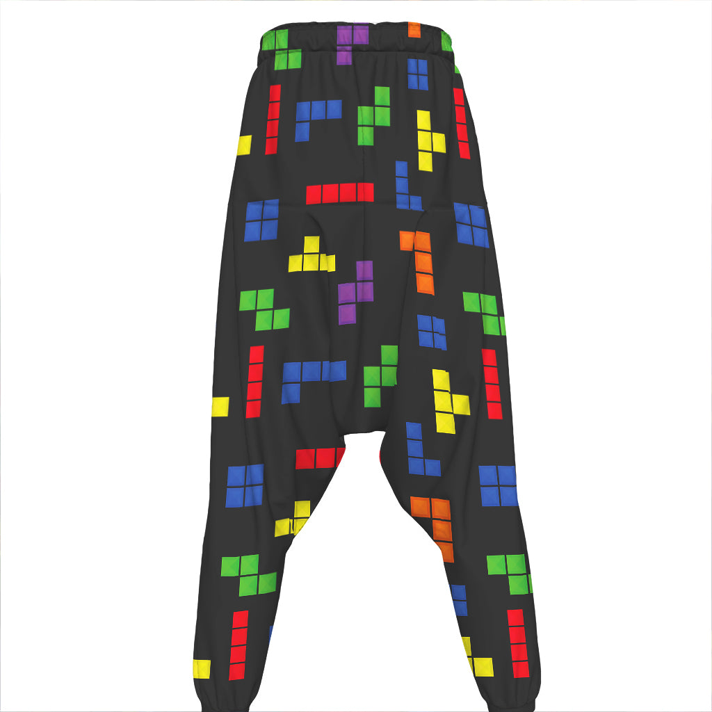 Colorful Block Puzzle Game Pattern Print Hammer Pants
