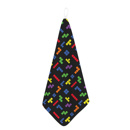 Colorful Block Puzzle Game Pattern Print Hand Towel