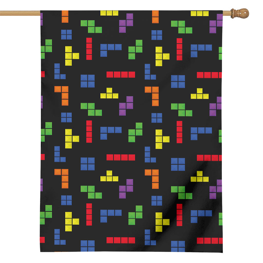 Colorful Block Puzzle Game Pattern Print House Flag