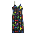 Colorful Block Puzzle Game Pattern Print Jersey Midi Cami Dress