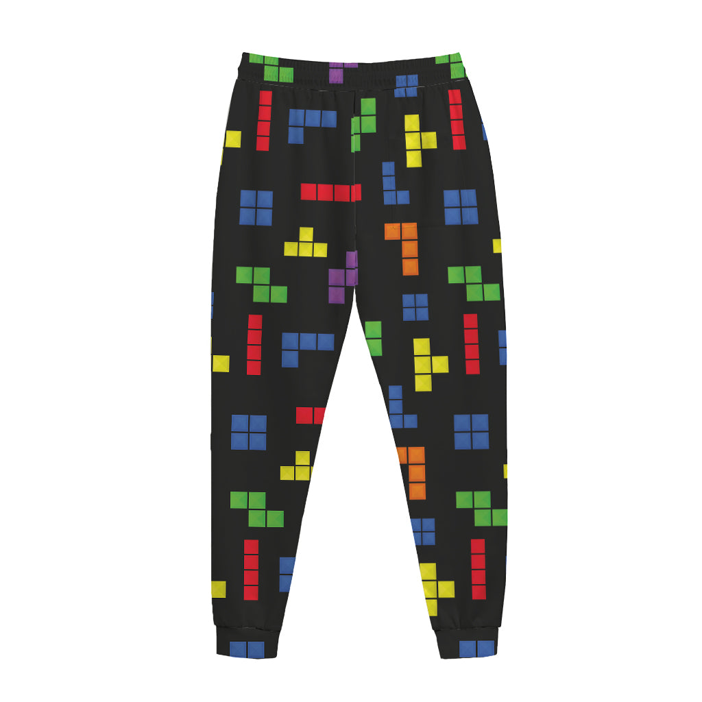 Colorful Block Puzzle Game Pattern Print Jogger Pants