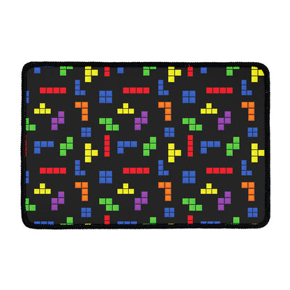 Colorful Block Puzzle Game Pattern Print Kitchen Mat