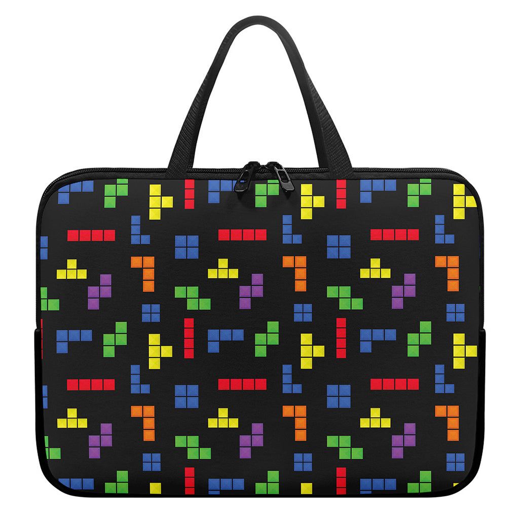 Colorful Block Puzzle Game Pattern Print Laptop Sleeve With Handle