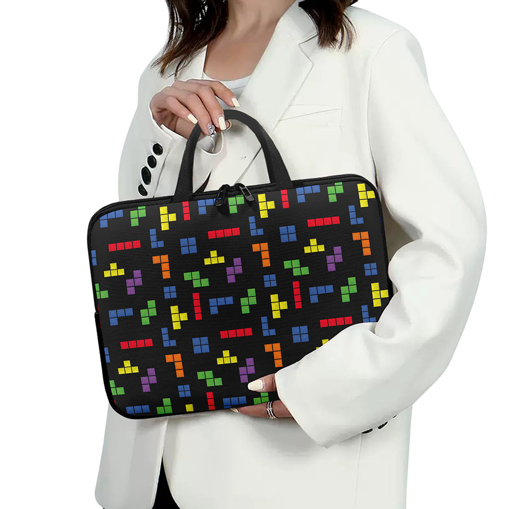 Colorful Block Puzzle Game Pattern Print Laptop Sleeve With Handle
