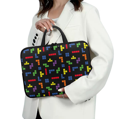 Colorful Block Puzzle Game Pattern Print Laptop Sleeve With Handle