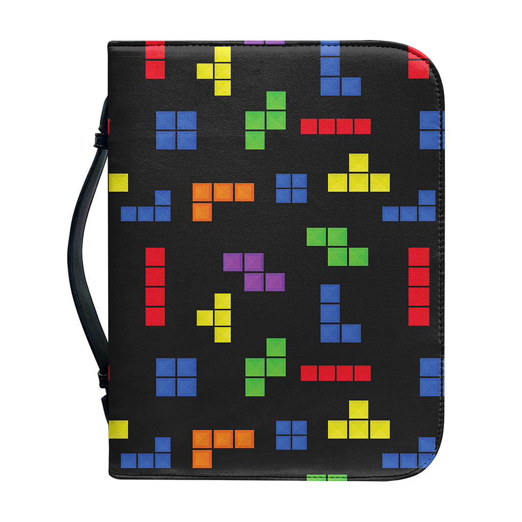 Colorful Block Puzzle Game Pattern Print Leather Bible Cover