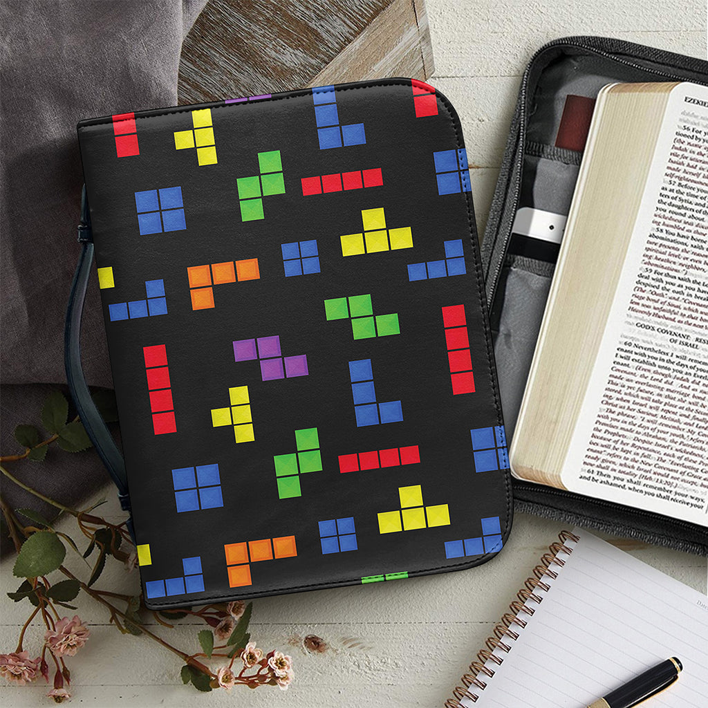 Colorful Block Puzzle Game Pattern Print Leather Bible Cover