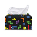 Colorful Block Puzzle Game Pattern Print Leather Tissue Box Cover