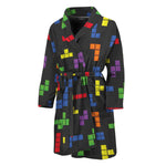 Colorful Block Puzzle Game Pattern Print Men's Bathrobe