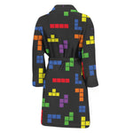 Colorful Block Puzzle Game Pattern Print Men's Bathrobe