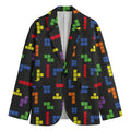 Colorful Block Puzzle Game Pattern Print Men's Blazer