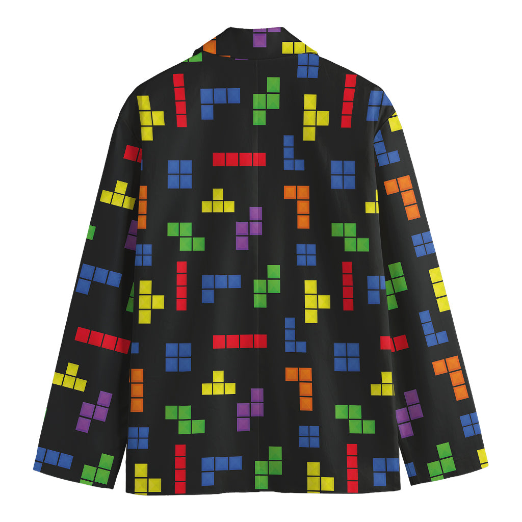 Colorful Block Puzzle Game Pattern Print Men's Blazer