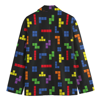 Colorful Block Puzzle Game Pattern Print Men's Blazer