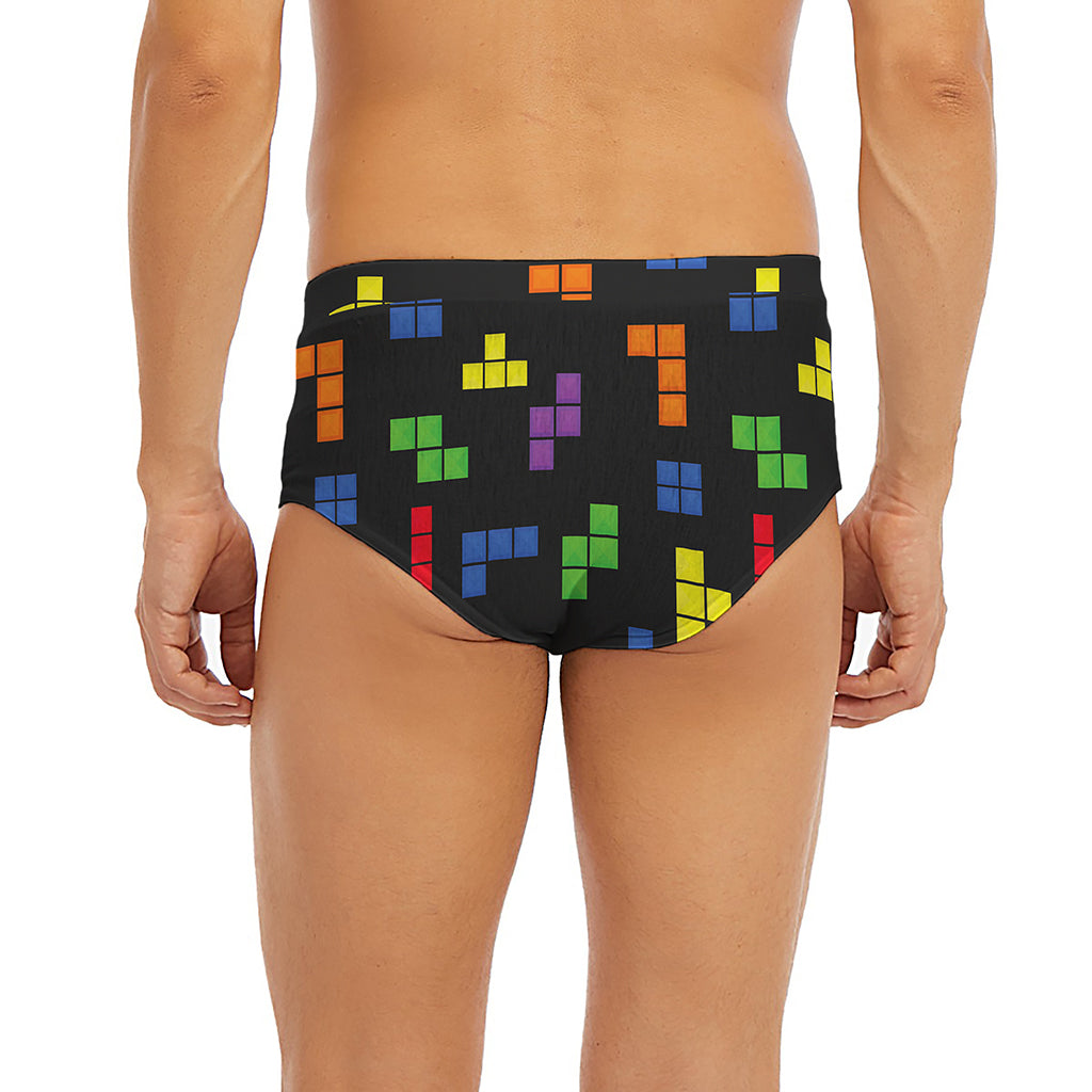 Colorful Block Puzzle Game Pattern Print Men's Briefs