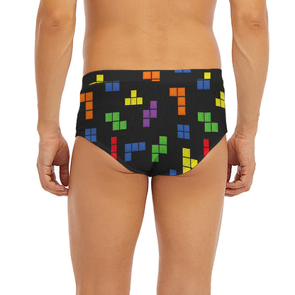 Colorful Block Puzzle Game Pattern Print Men's Briefs