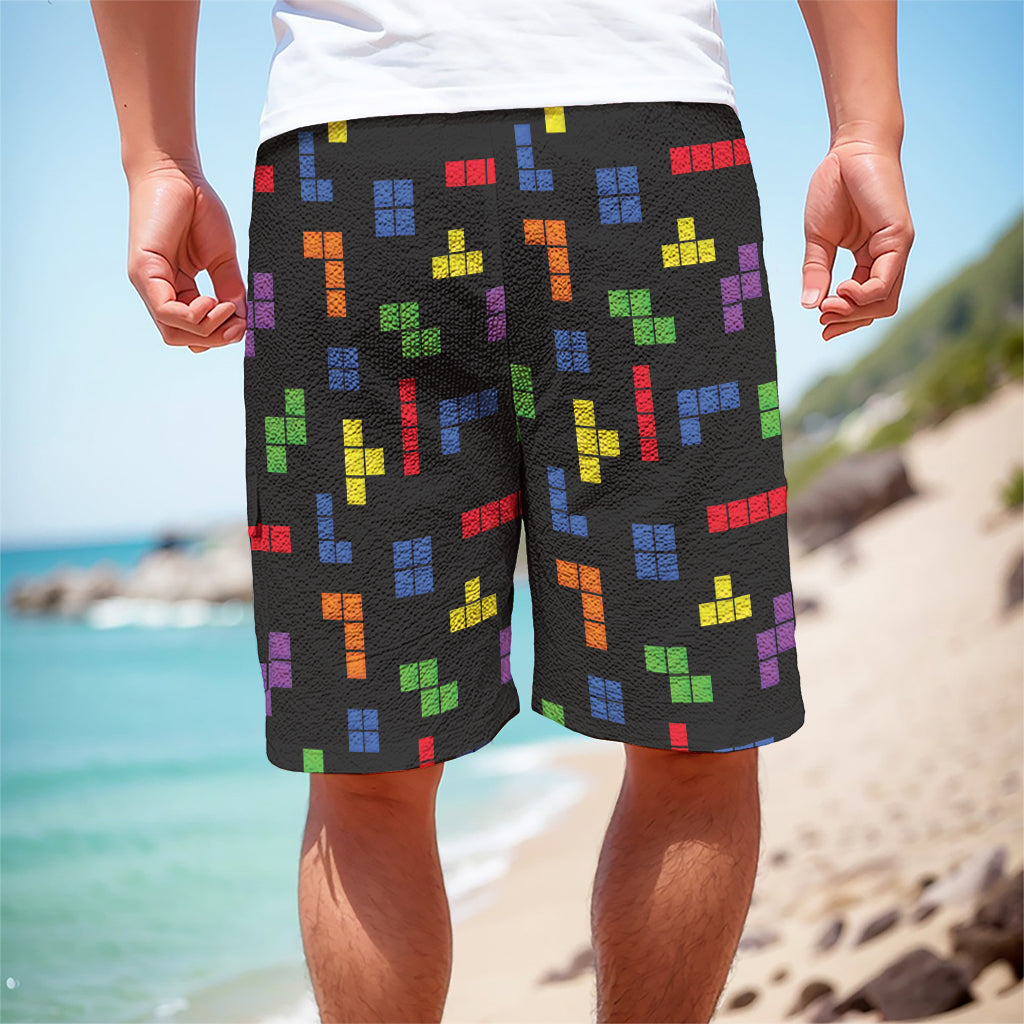 Colorful Block Puzzle Game Pattern Print Men's Cargo Shorts