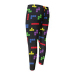 Colorful Block Puzzle Game Pattern Print Men's Compression Pants